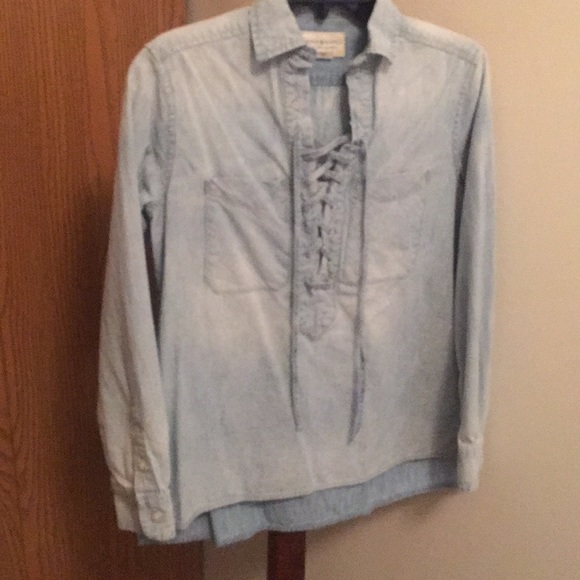 Faded denim shirt with ties - Picture 5 of 5